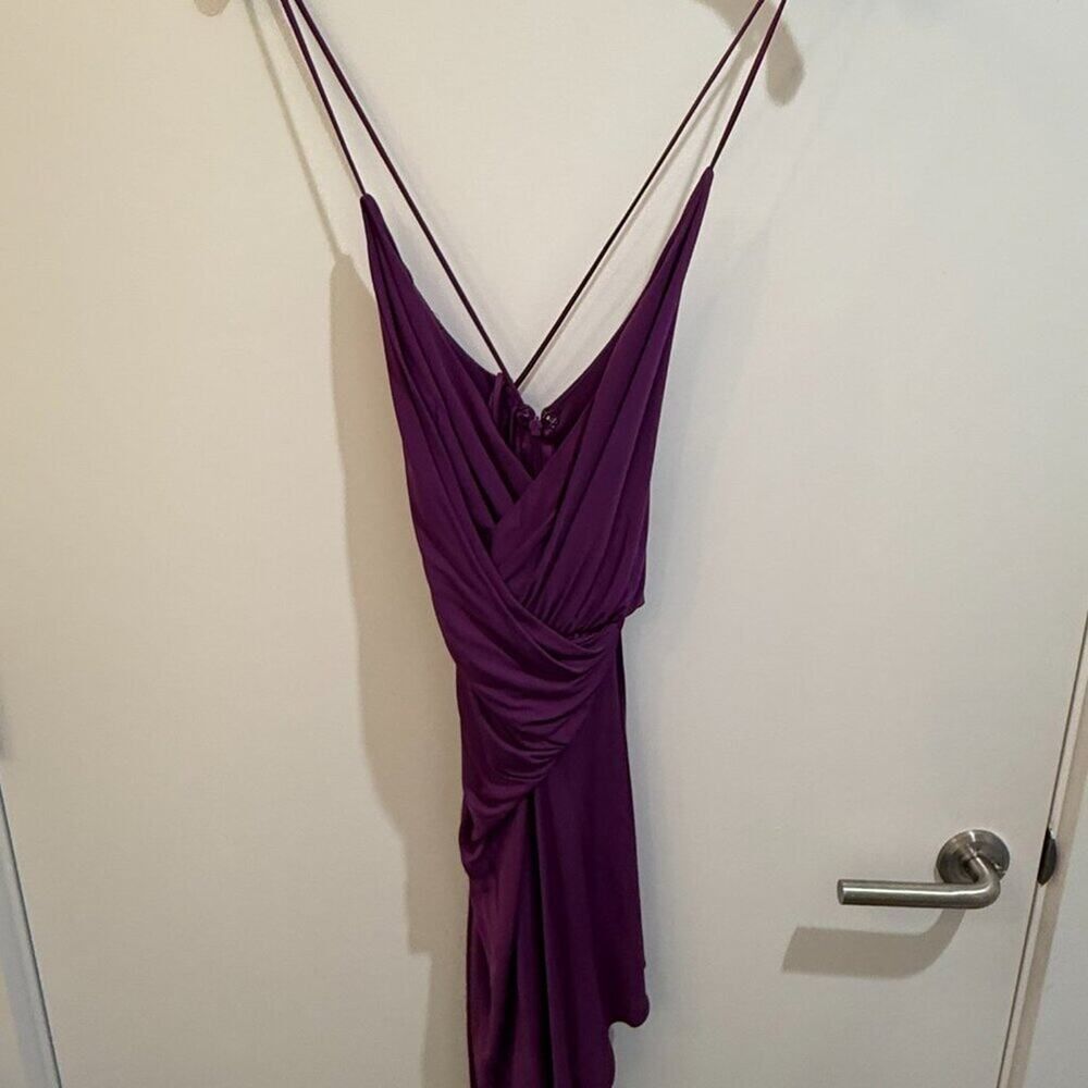Haute Hippie Purple Draped Wrap Mini Dress Size XS — Silk Going Out - Picture 4 of 7